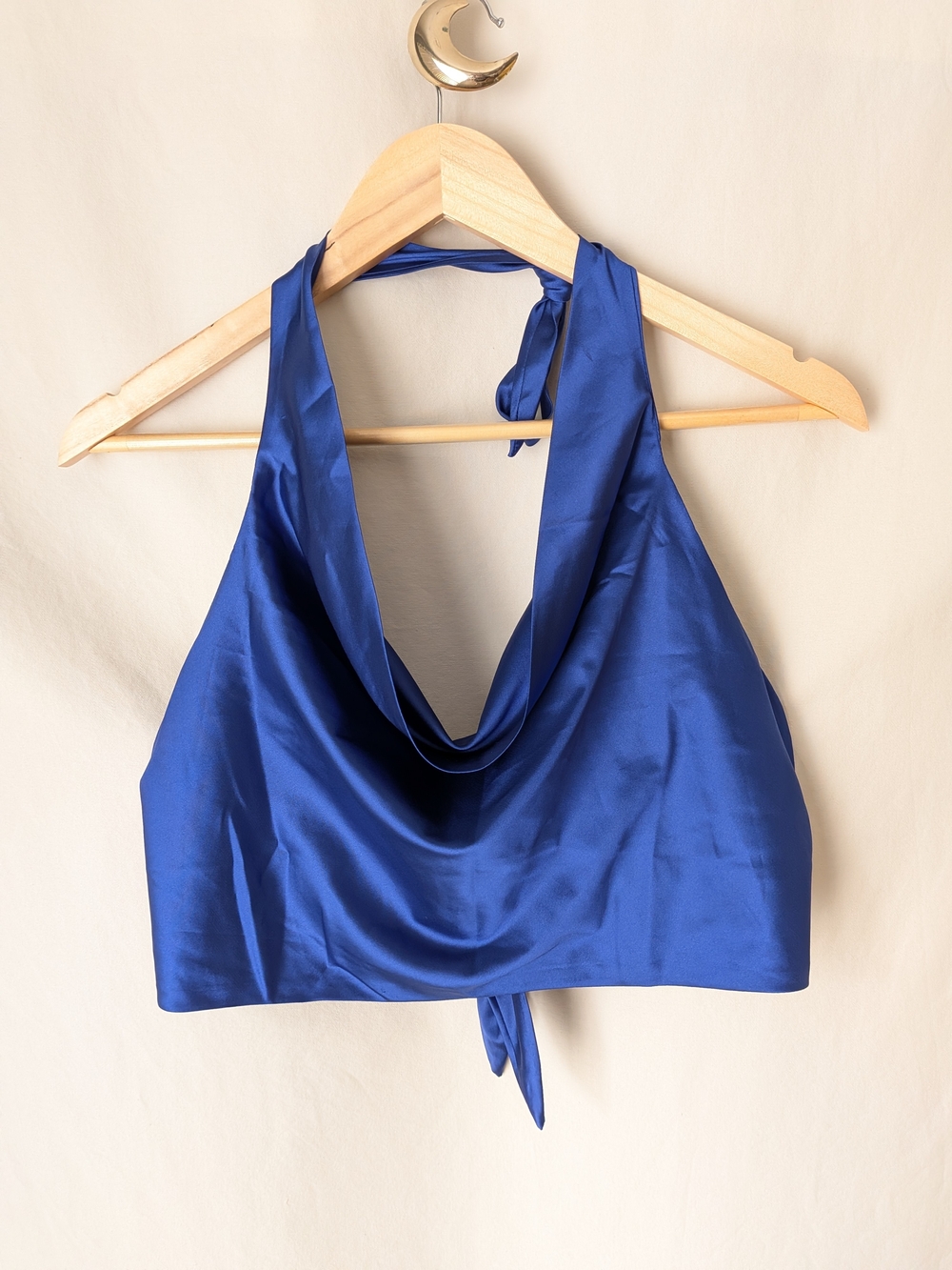 Cider Satin Blouse in Deep Blue